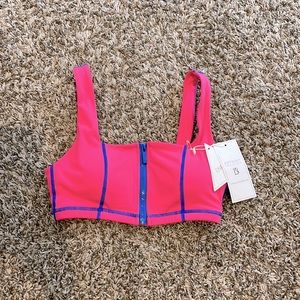 BuffBunny sports bra, size small, new with tags pink and blue